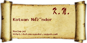 Kotvan Nándor névjegykártya